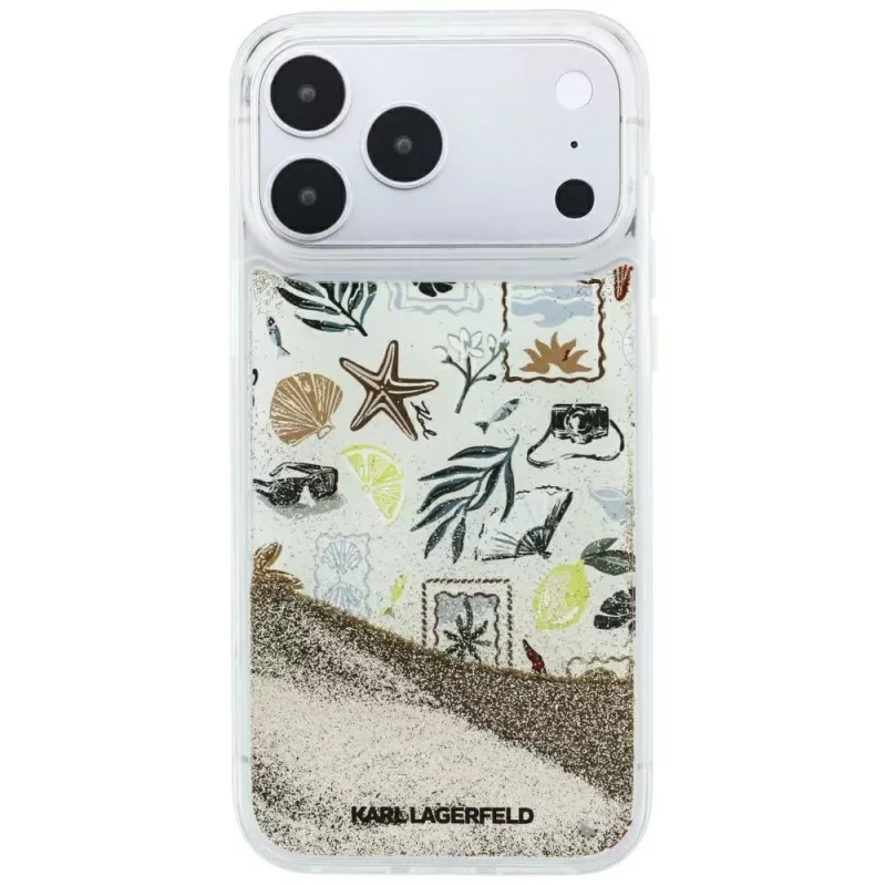 Karl Lagerfeld Liquid Glitter Beach & Sand custodia per iPhone 18 Pro Max / 17 Pro Max – Beige