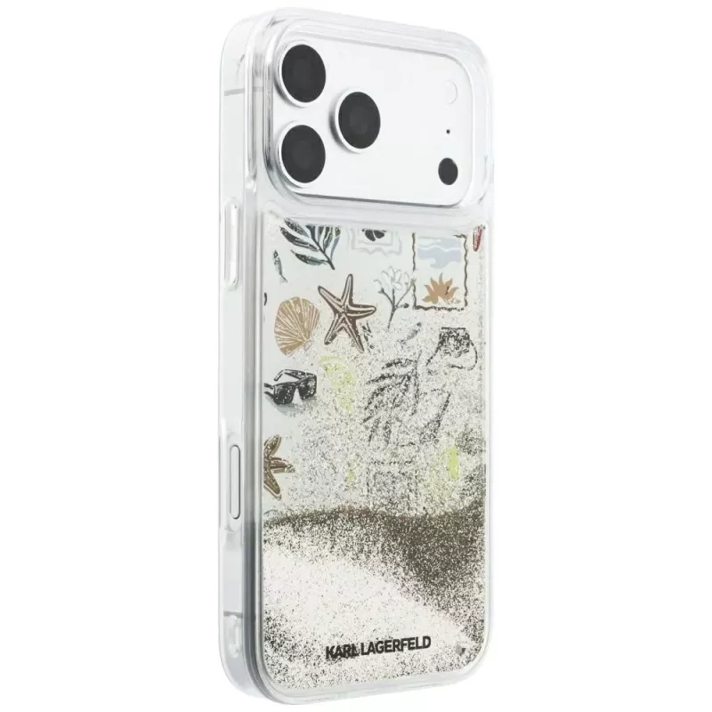 Karl Lagerfeld Liquid Glitter Beach & Sand custodia per iPhone 18 Pro Max / 17 Pro Max – Beige