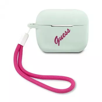 GUESS custodia in silicone Vintage per AirPods Pro - Blu Fucsia