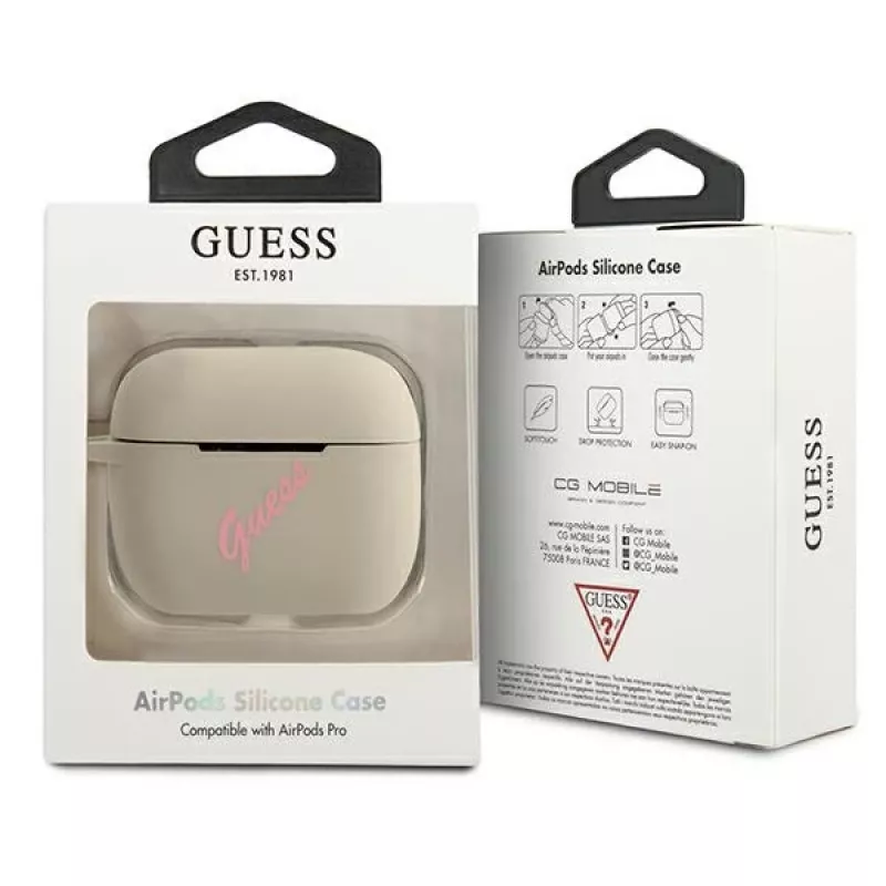 GUESS custodia in silicone Vintage per Apple AirPods Pro - Grigio Rosa