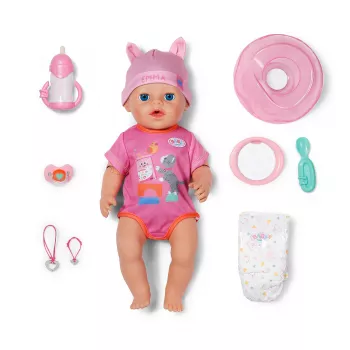 ZAPF CREATION Baby born Emma Click & Play bambola interattiva 43 cm con tutina rosa e cappello