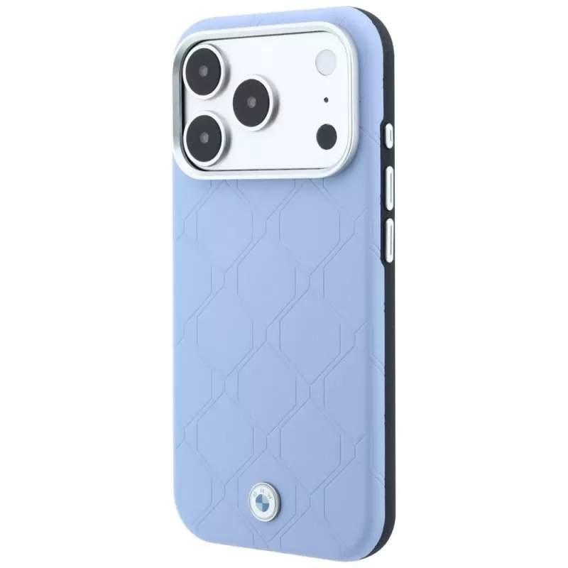BMW Sign Deboss Quilted Metal Logo custodia MagSafe per iPhone 17 Pro / 18 Pro - Blu
