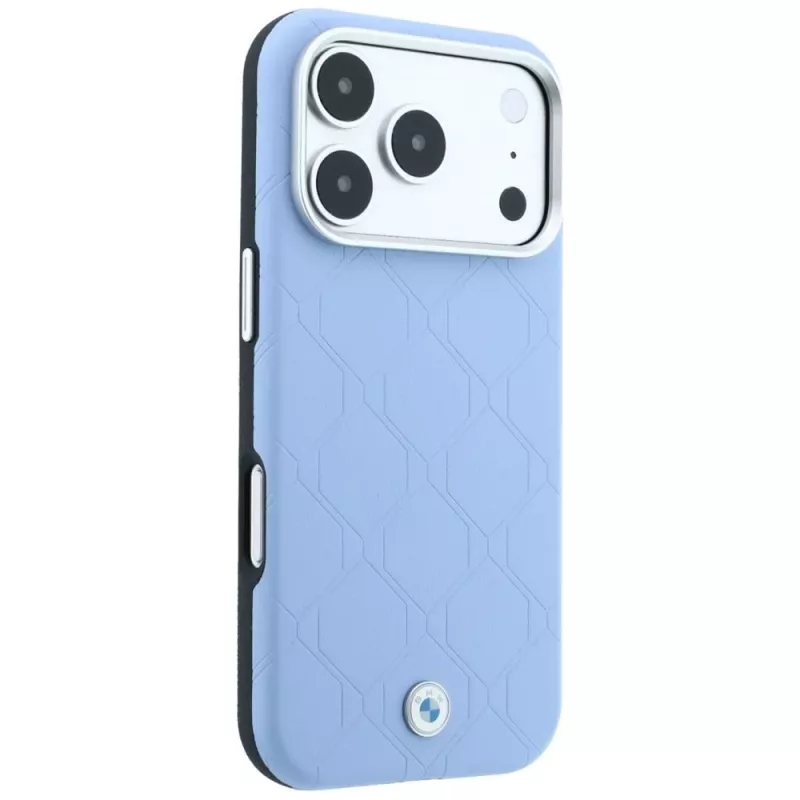 BMW Sign Deboss Quilted Metal Logo custodia MagSafe per iPhone 17 Pro / 18 Pro - Blu