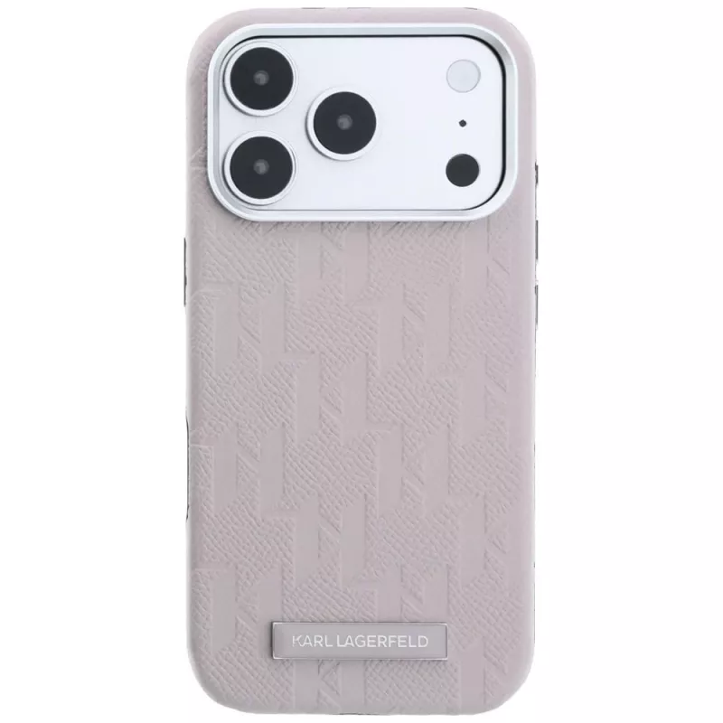 Karl Lagerfeld Grained Mono Resin Logo custodia MagSafe per iPhone 18 Pro / 17 Pro - Rosa