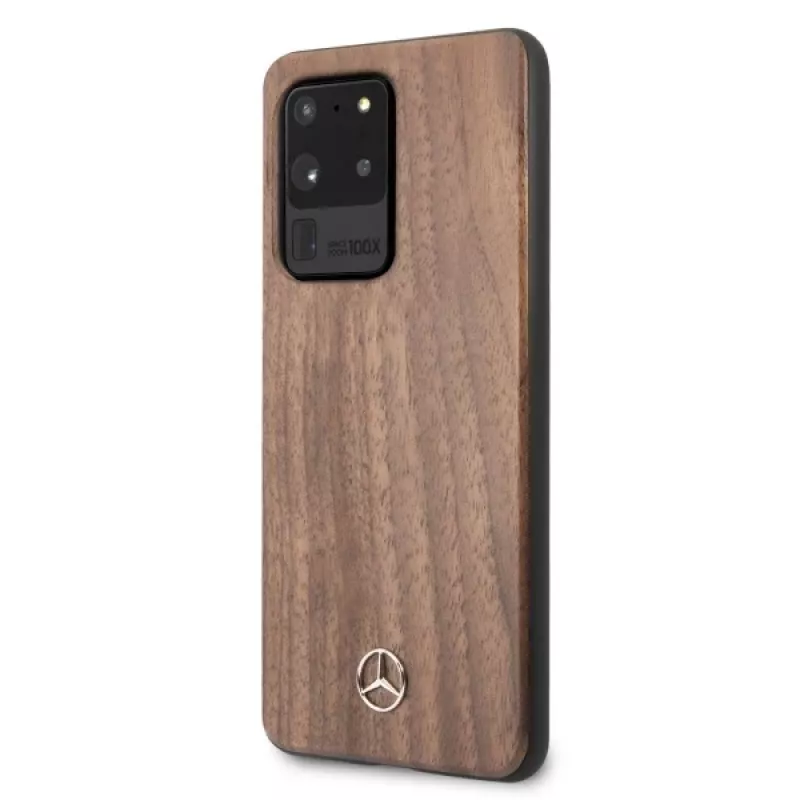 Mercedes-Benz Wood Line Noce custodia rigida per Samsung Galaxy S20 Ultra (G988) - Marrone