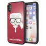Karl Lagerfeld KLHCPXDLHRE iPhone X/Xs Iconic Glitter Karl's Head custodia rossa