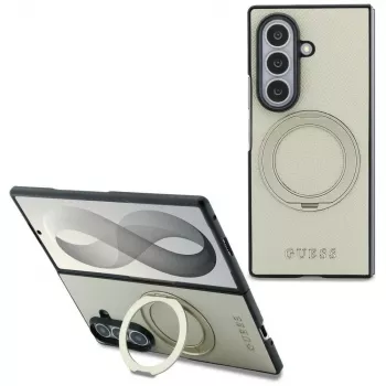 Guess Magnetic Ring Stand Grained Classic Logo custodia MagSafe per Samsung Galaxy Z Fold 8 Ultra (beige)