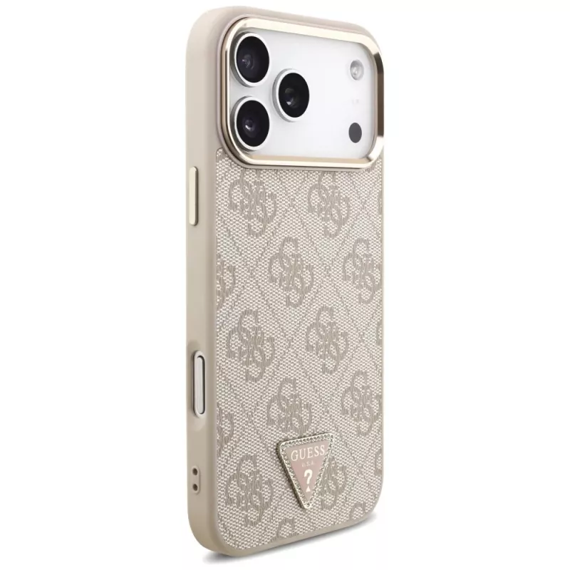 Custodia MagSafe GUESS 4G Triangle Logo per iPhone 18 Pro Max / 17 Pro Max - Oro rosa