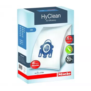 Miele GN HyClean Pure confezione sacchetti aspirapolvere, 4 sacchetti + 2 filtri, filtrazione 99,9%, per S4000/S5000/S6000/S8000/C1/C2/C3