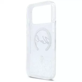 Custodia MagSafe Karl Lagerfeld Liquid Glitter Karl Script Logo per iPhone 17 Pro Max, trasparente