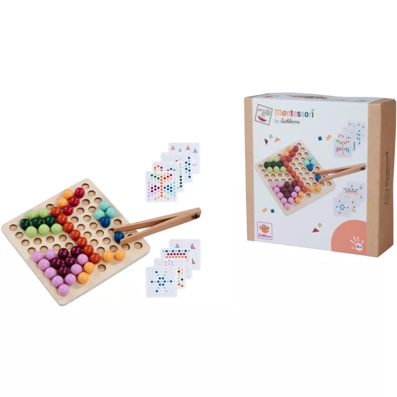 Eichhorn Montessori perline da ordinare, giocattolo educativo in legno da 51 pezzi per bambini dai 3 anni