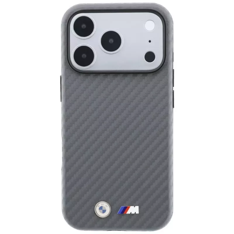 BMW M Carbon Metal Logo custodia MagSafe per iPhone 18 Pro / 17 Pro - grigio