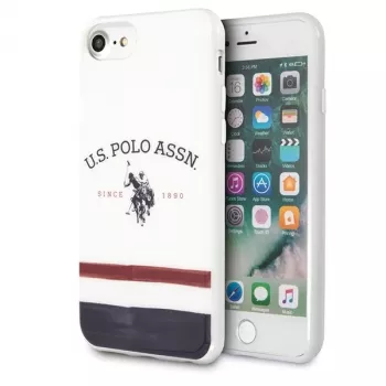 U.S. POLO ASSN. USHCI8PCSTRB custodia per iPhone 7/8/SE 2020/SE 2022 bianca motivo tricolore collezione