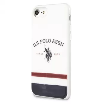 U.S. POLO ASSN. USHCI8PCSTRB custodia per iPhone 7/8/SE 2020/SE 2022 bianca motivo tricolore collezione