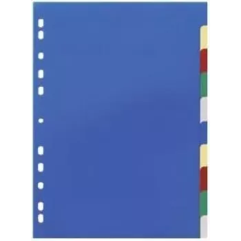 DURABLE 674027 Separatori per documenti A4 1-10, polipropilene, 10 pezzi, foratura universale, colori assortiti