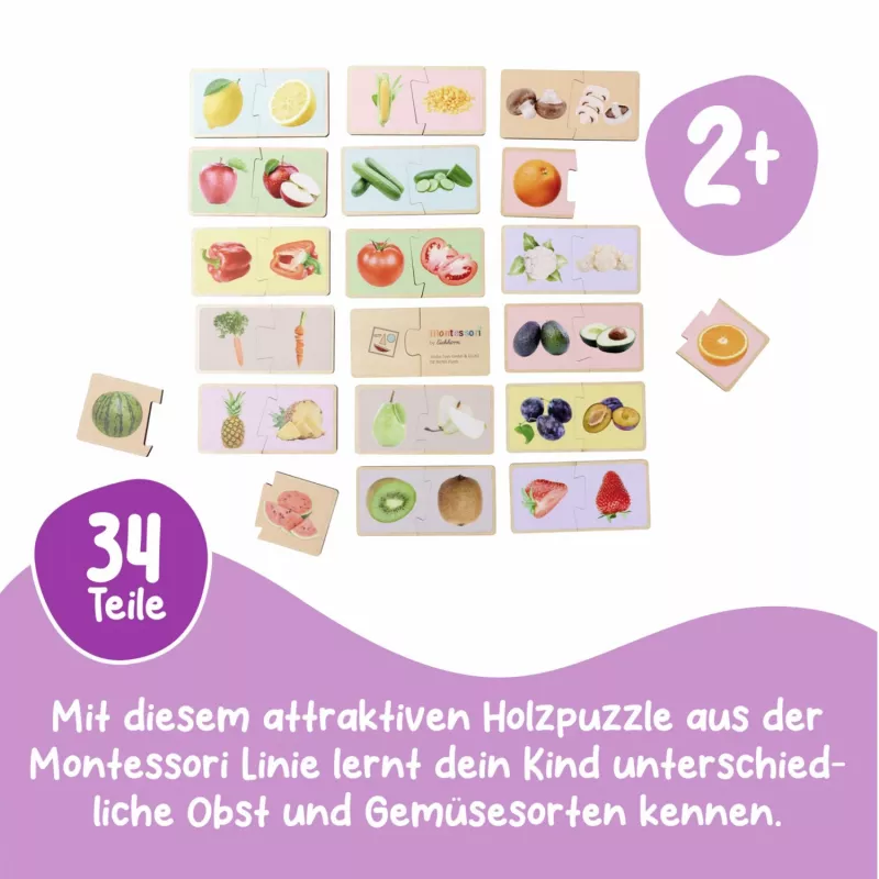 Eichhorn puzzle Montessori - puzzle in legno con pomelli per bambini da 12 mesi, FSC 100%