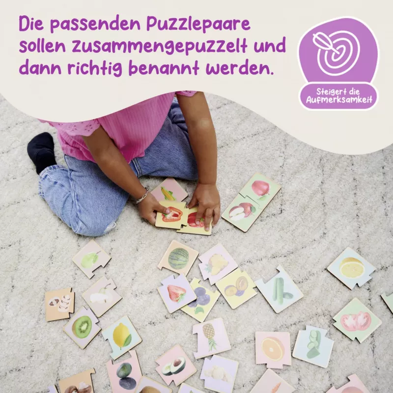 Eichhorn puzzle Montessori - puzzle in legno con pomelli per bambini da 12 mesi, FSC 100%