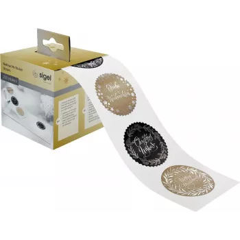 Sigel CS120 Adesivi natalizi con lettere, Nero/Oro/Argento, 200 pezzi