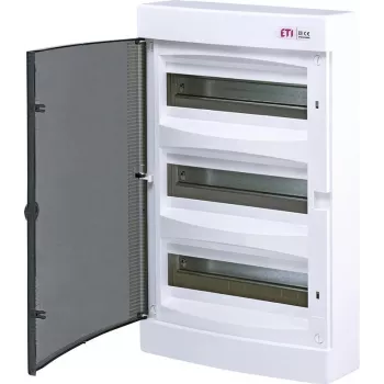 ECT36PT-S quadro di distribuzione in plastica NT 36M 3x 12M N+PE IP40 IK07 526x287x112 porta in vetro fumé bianco DIDO