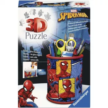 RAVENSBURGER puzzle 3D portapenne Spider-Man - 54 pezzi, Marvel ufficiale, Easy Click