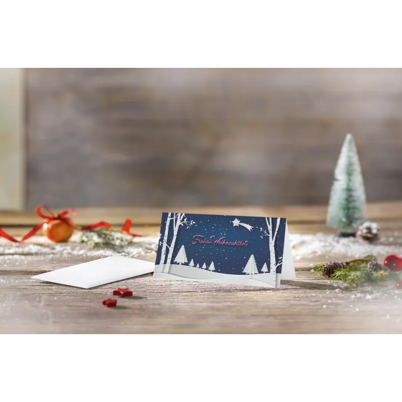 SIGEL DS087 Biglietti d'auguri di Natale pop-up paesaggio invernale DIN long, 25 biglietti con buste