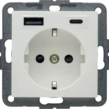 Berker S.1 presa SCHUKO con USB-C PD 20W, bianco polare opaco