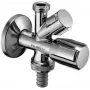 VALVE valvola angolare 1/2 pollice x 1/2 pollice x 3/4 pollice filettatura maschio, ottone cromato, doppia uscita con dispositivo antiriflusso