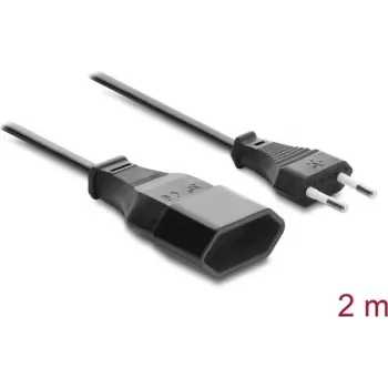 Delock prolunga con spina euro CEE 7/16 spina su presa 2 x 0,75 mm², 2 m, nero