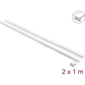 Delock canale portacavi adesivo con coperchio scorrevole 24 x 14 mm incl. connettori - lunghezza 1 m, confezione da 2, bianco