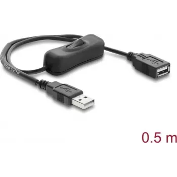 Delock cavo di prolunga USB Type-A maschio a femmina con interruttore 0,5 m nero