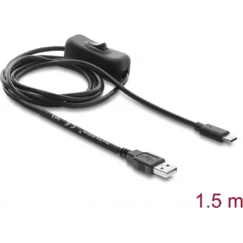 Delock cavo di alimentazione USB Type-A maschio a USB Type-C™ maschio con interruttore 1,5 m