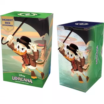 Ravensburger Disney Lorcana TCG: Scrooge McDuck scatola regalo - Into the Inklands | 6 bustine booster, 2 carte olografiche oversize, deckbox, segnalini Lore | da 8 anni