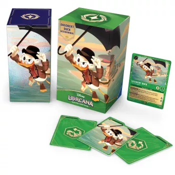 Ravensburger Disney Lorcana TCG: Scrooge McDuck scatola regalo - Into the Inklands | 6 bustine booster, 2 carte olografiche oversize, deckbox, segnalini Lore | da 8 anni