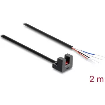 Delock fotocellula a forcella 5 mm tipo L con 4 terminali a cavo aperto PNP L/D commutabile 2 m