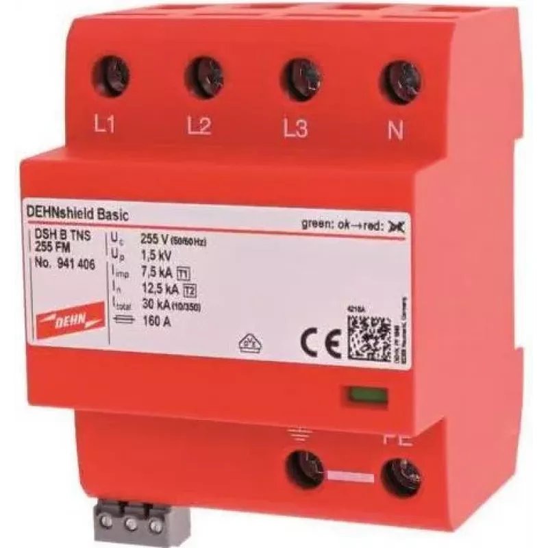 DEHN DSH B TNS 255 FM scaricatore combinato di fulmini e sovratensioni tipo 1+2 per sistemi TNS