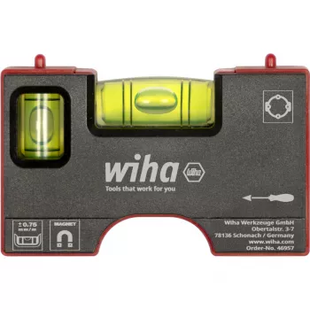 WIHA livella mini Pocket 8 cm grigio/rosso con magnete