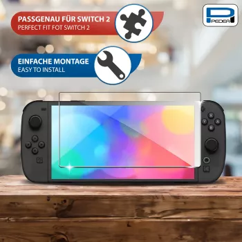 PEDEA vetro temperato protezione display per Nintendo Switch 2 (2025) - durezza 9H, chiarezza HD, senza bolle, bordi 2.5D