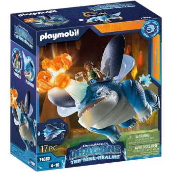 Playmobil 71082 Dragons: The Nine Realms - Plowhorn & D'Angelo con funzione di esplosione roccia di cristallo