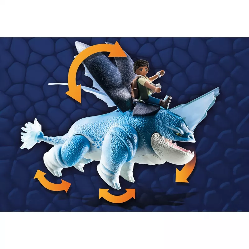 Playmobil 71082 Dragons: The Nine Realms - Plowhorn & D'Angelo con funzione di esplosione roccia di cristallo