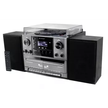Soundmaster MCD5600SW stereo music center con radio DAB+, lettore CD, giradischi, doppio deck a cassette, Bluetooth, registrazione USB - nero