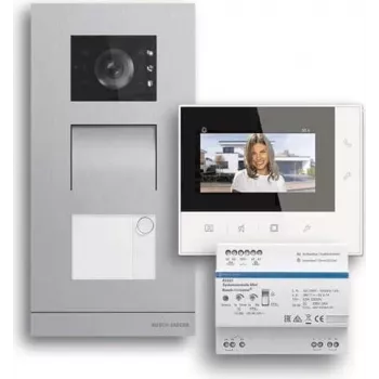 ABB Welcome Basic Kit videocitofono a 2 fili per case unifamiliari, postazione interna 7 pollici, postazione esterna da incasso