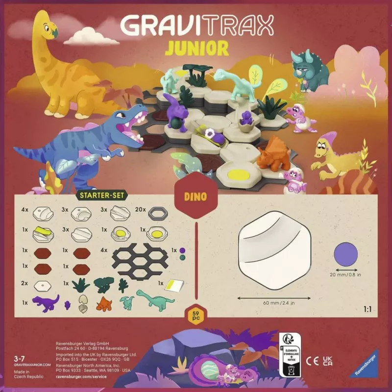 RAVENSBURGER GraviTrax Junior Starter Set S Dino - pista di biglie 102 pezzi per bambini dai 3 anni
