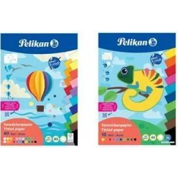 Blocco carta colorata Pelikan DIN A3, 10 fogli, 10 colori diversi, 120 g/m², incollato sulla testa