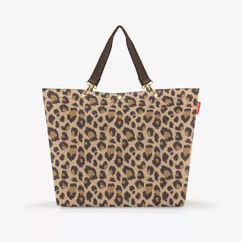 Reisenthel Shopper XL Leo Macchiato – grande borsa per la spesa in PET riciclato con motivo leopardato, 35 L