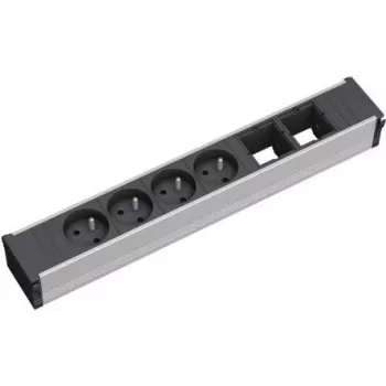 Bachmann CONI 4xUTE 2xABD Unità di distribuzione elettrica, 4 prese universali, 2 porte di ricarica USB, nero
