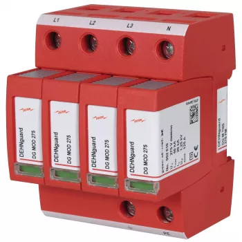 DEHNguard DG M TNS 275 FM scaricatore di sovratensione Tipo 2, 4 poli, 275 V AC, 40 kA, IP20, guida DIN