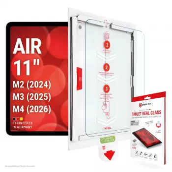 DISPLEX Tablet Real Glass pellicola protettiva per display per iPad Air 11 pollici (2024/2025/2026) - vetro temperato, 9H, HD cristallino