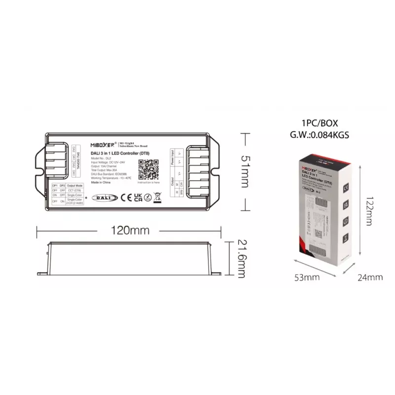 Miboxer DL2 controller LED DALI 3in1 (DT8)