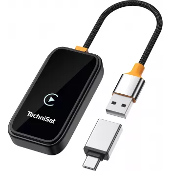 TechniSat Technicast 100 adattatore wireless CarPlay e Android Auto – nero, USB-C, plug & play