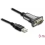 Delock cavo adattatore USB 2.0 Type-A a RS-232 seriale con connettore DB9 maschio e dadi a vite, 3 m
